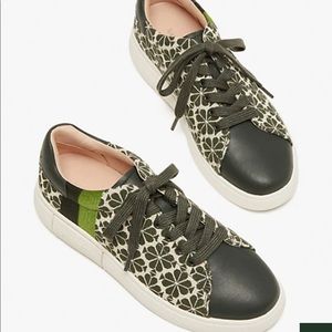 NEW: spade flower jacquard keswick sneakers, Color: Light Taupe/Olive